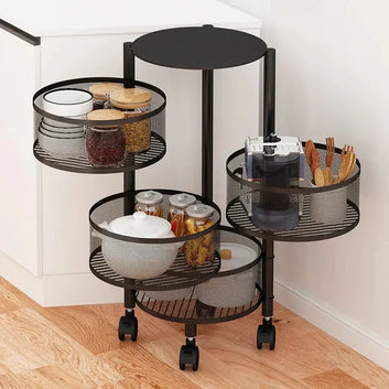 Premium Round Metal Trolley By GHARBAAR